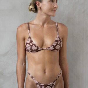 NEW LOKAHI zaria bikini top- brown tropics